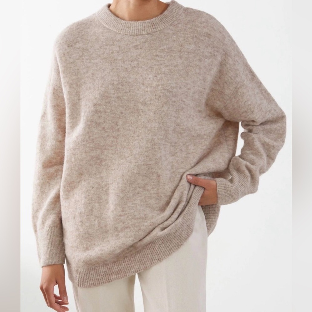 & Other Stories Alpaca Blend Sweater | Neutral Crewneck | Men’s XS, Women’s S/M